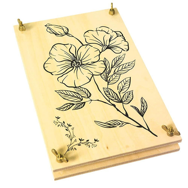 Wooden Flower Press for Adults by Berstuk • This Large Flower Press Kit Measures 10.8" (27.5cm) x 6.9" (17.8cm) • Great Gift for Anyone Who Loves Pressed Flowers, Arts and Crafts