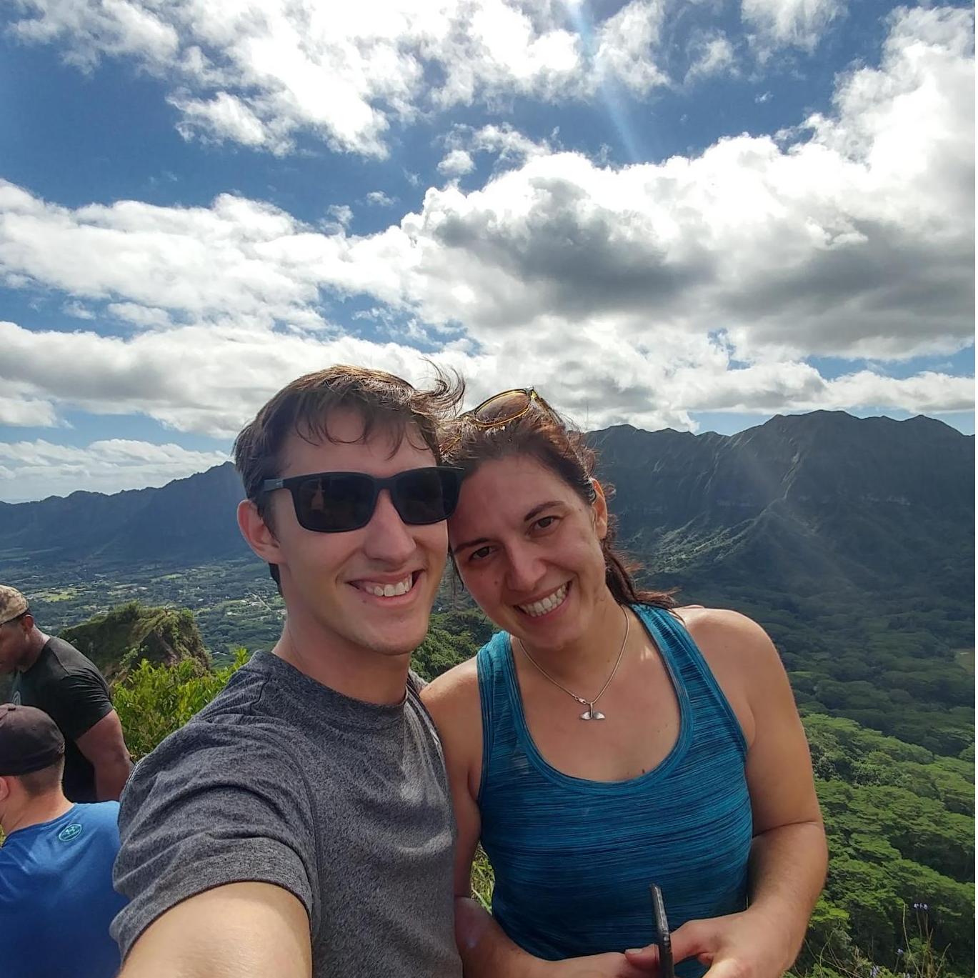 First hike on a date on Olomana, the three peaks we can now see from our driveway.