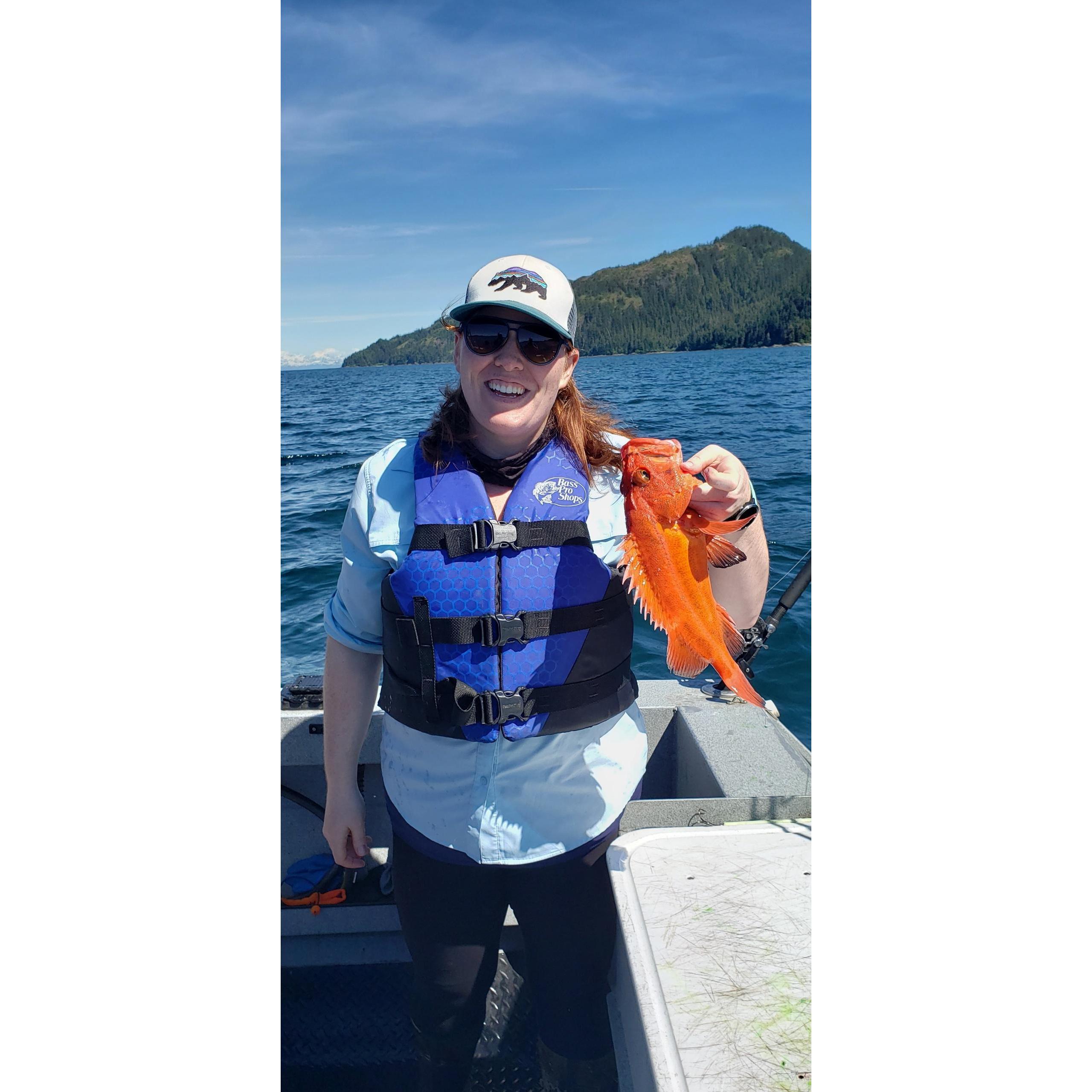 Yelloweye rockfish. Too small to keep. Unfortunately they weren't biting for Josh.