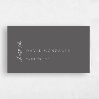 Charcoal, Grey Wedding Place Card - Brantley