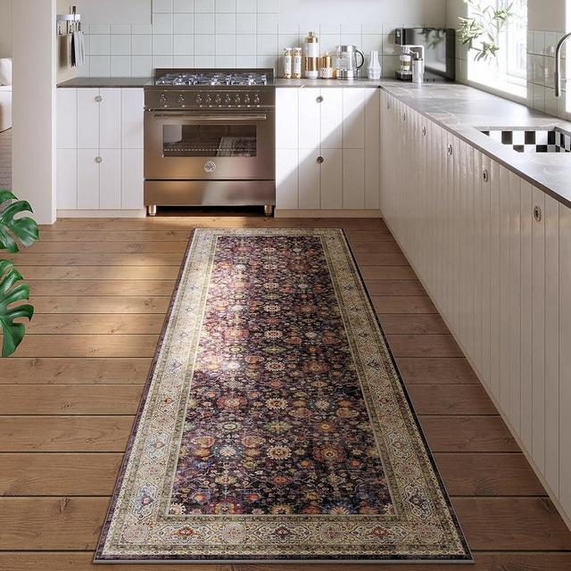 Rugcomf Runner Rug for Hallways Kitchen Runner Rug Non Slip 2'6''x8' Washable Runner Rugs with Rubber Backing Soft Carpet Runner for Hallways, Kitchen, Laundry, Bedroom, Bathroom (Dark Espresso)
