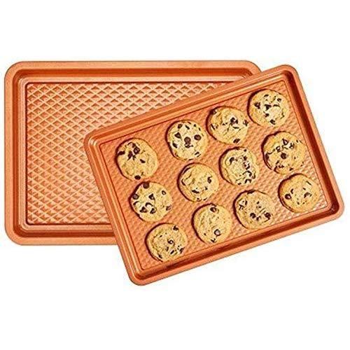 Copper Chef Diamond Bakeware 2-Pack Baking Tray Cookie Sheet Set (9x13 and 10x15) - Non Stick Chef-Grade Baking Pans - Baking Sheets for Oven