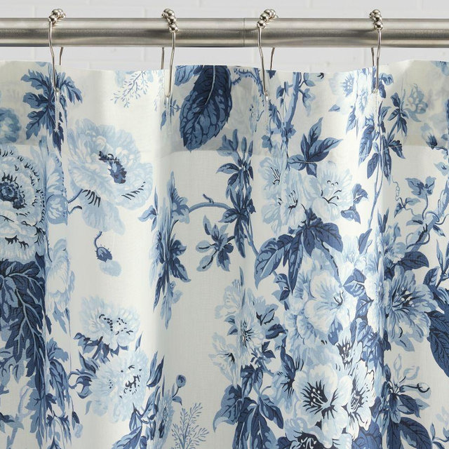 Blue Floral Shower Curtain, 72"