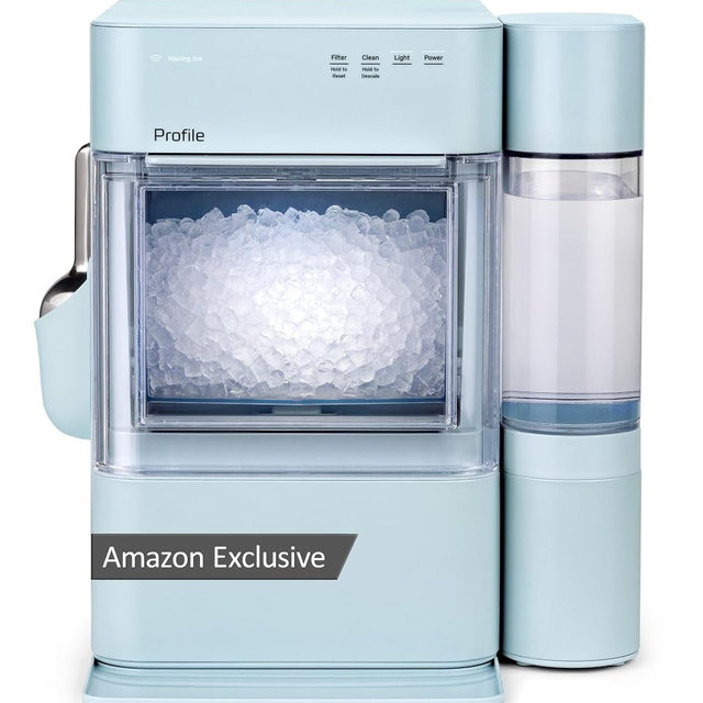 GE Profile Opal Ultra, Countertop Nugget Ice Maker, 1 Gal XL Side Tank, *Amazon Exclusive*, 38 lbs/Day, Pebble Pellet Crushed Ice Machine, WiFi Moonstone Blue