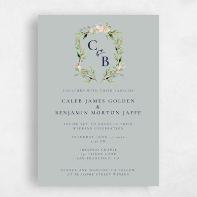 Smoke, Grey Wedding Invitation - Dover Portrait