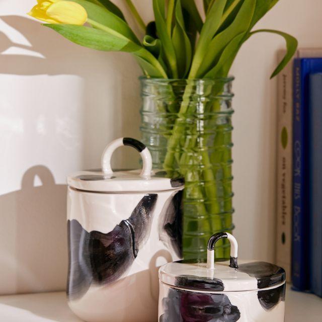 Wavy Cow Print Lidded Canister