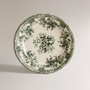 Set of 8 Floral Green Dessert Plates