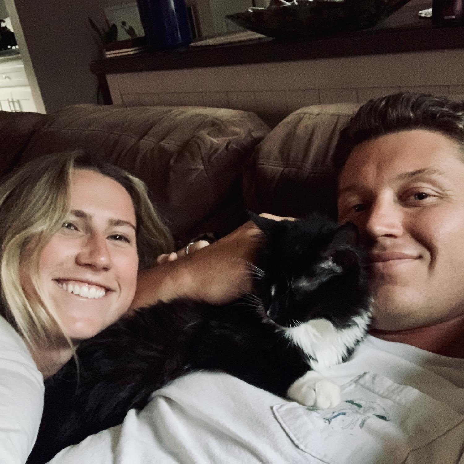 Family photo with our kitty, Mackerel