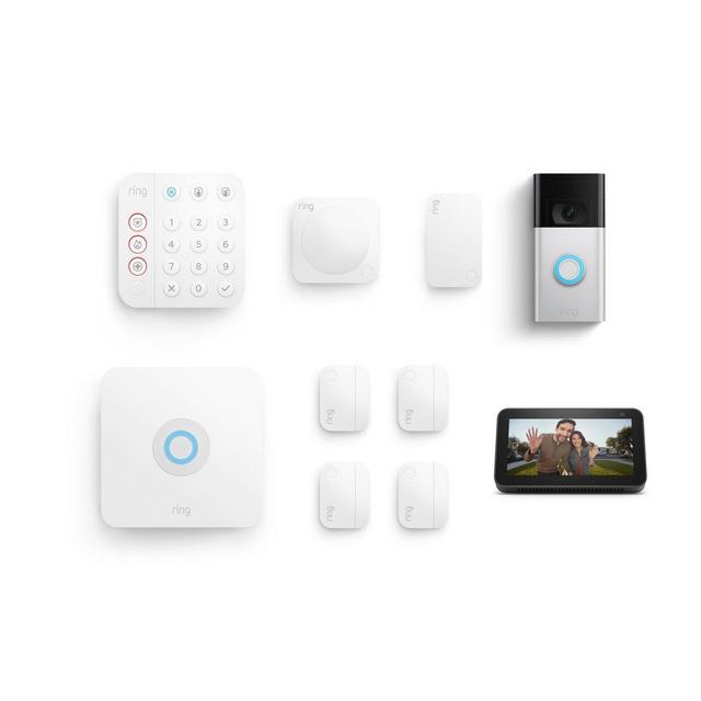 8-Piece Alarm Security Kit + Video Doorbell with Echo Show 5