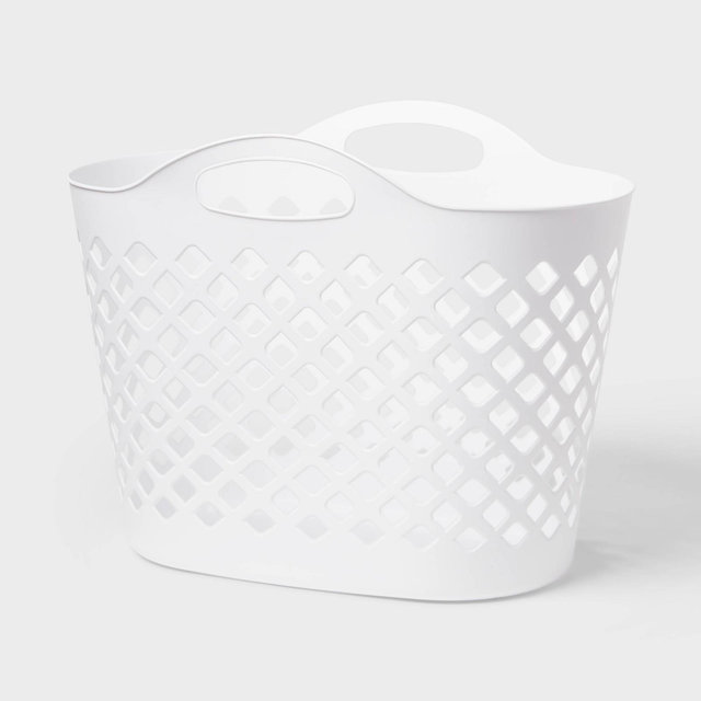 1.2bu/45L Flexible Oval Laundry Basket White - Brightroom™