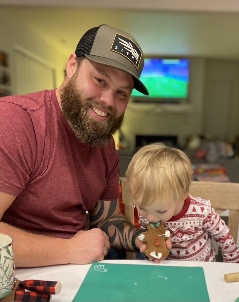 Noah and Uncle Jordan making cookies!