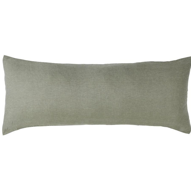 Belgian Flax Linen Oversized Lumbar Sham, Loden