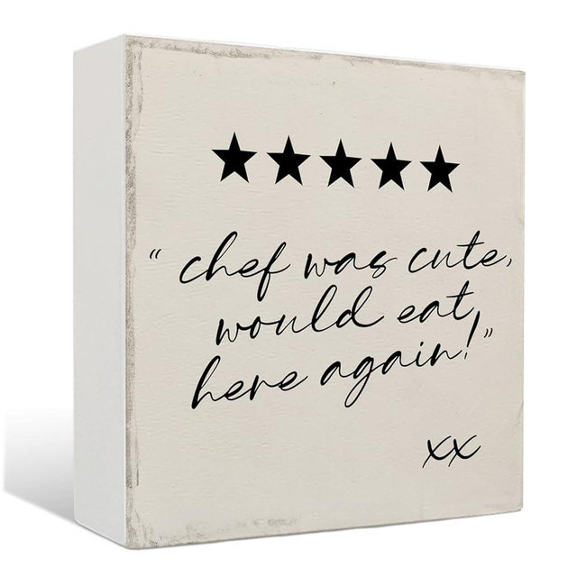 Nrleey Chef Kitchen Sign - 'Chef Was Cute Would Eat Here Again', Funny Kitchen Decor, 5 x 1.2 x 5.1 Inches, Wood