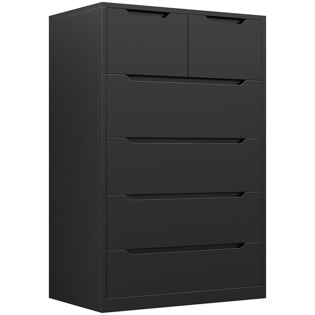 Romorgniz 6 Drawer Dresser for Bedrom,Tall Black Chest of Drawers for Bedroom, Hallway, Modern 43.2" H X 27.6" W X15.6 D