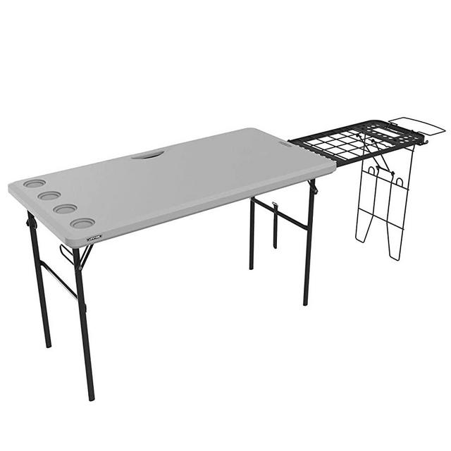 LIFETIME 280813 Folding Tailgate Camp Table with Grill Rack, Gray
