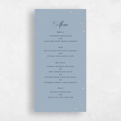 Powder Blue Wedding Menu - Emery Foil