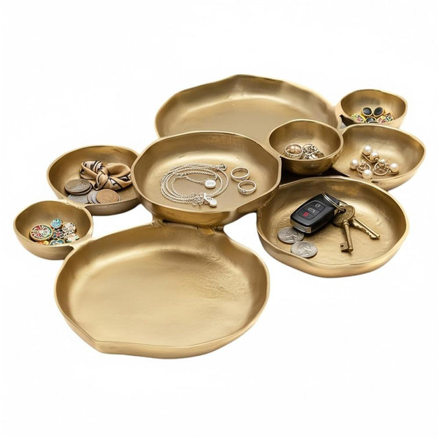 Cluster Serving Bowls, Decorative Nine-Grid Plate, 22.05x14.57 Inches Multi Bowl Platter with Compartments, Snack Serving Dish, Dining Accessory with Easy Use, Tableware Supplies for Snacks Nuts Chips