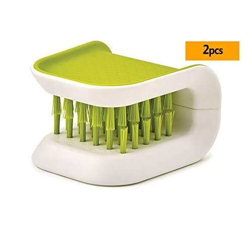 2Pcs Blade Brush Knife and Cutlery Cleaner Green Brush Bristle Scrub for Kitchen Washing Non-Slip by Lucky Shop1234
