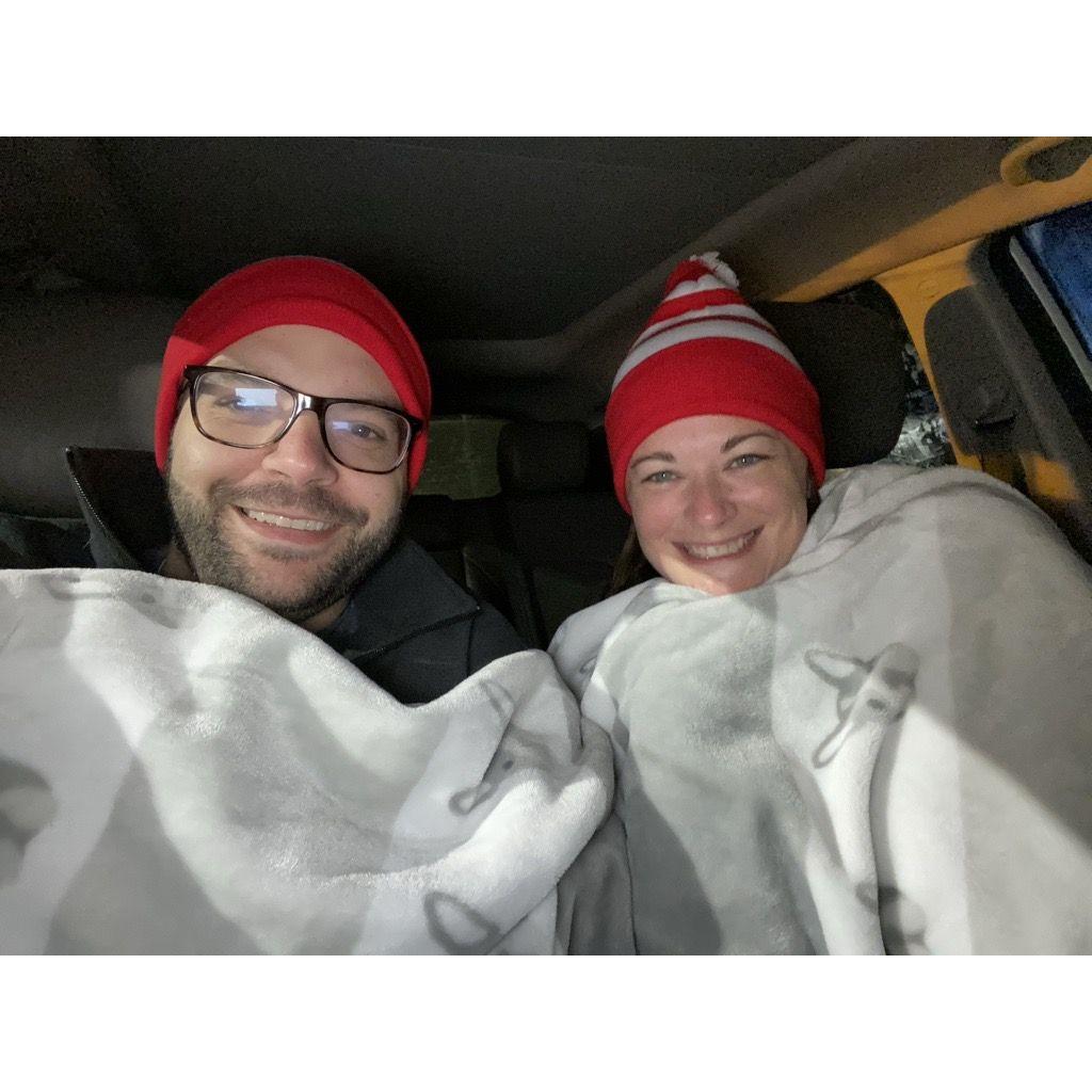 Fun story! This was when our car battery died and it was like 10* F outside. We were waiting for AAA to show up.