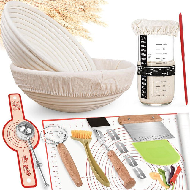 Bread Proofing Basket,Sourdough Bread Baking Supplies, Round 9 & 10 inch Sourdough Starter Kit, Proofing Basket for Bread baking, Bread Making Supplies Tools,for Making Baking Fermentation