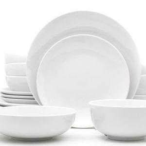 Crate and Barrel Ceramic Essential Collection Porcelain Dinnerware and Serveware, 16 Piece Dinnerware Set, Service for 4, Classic White