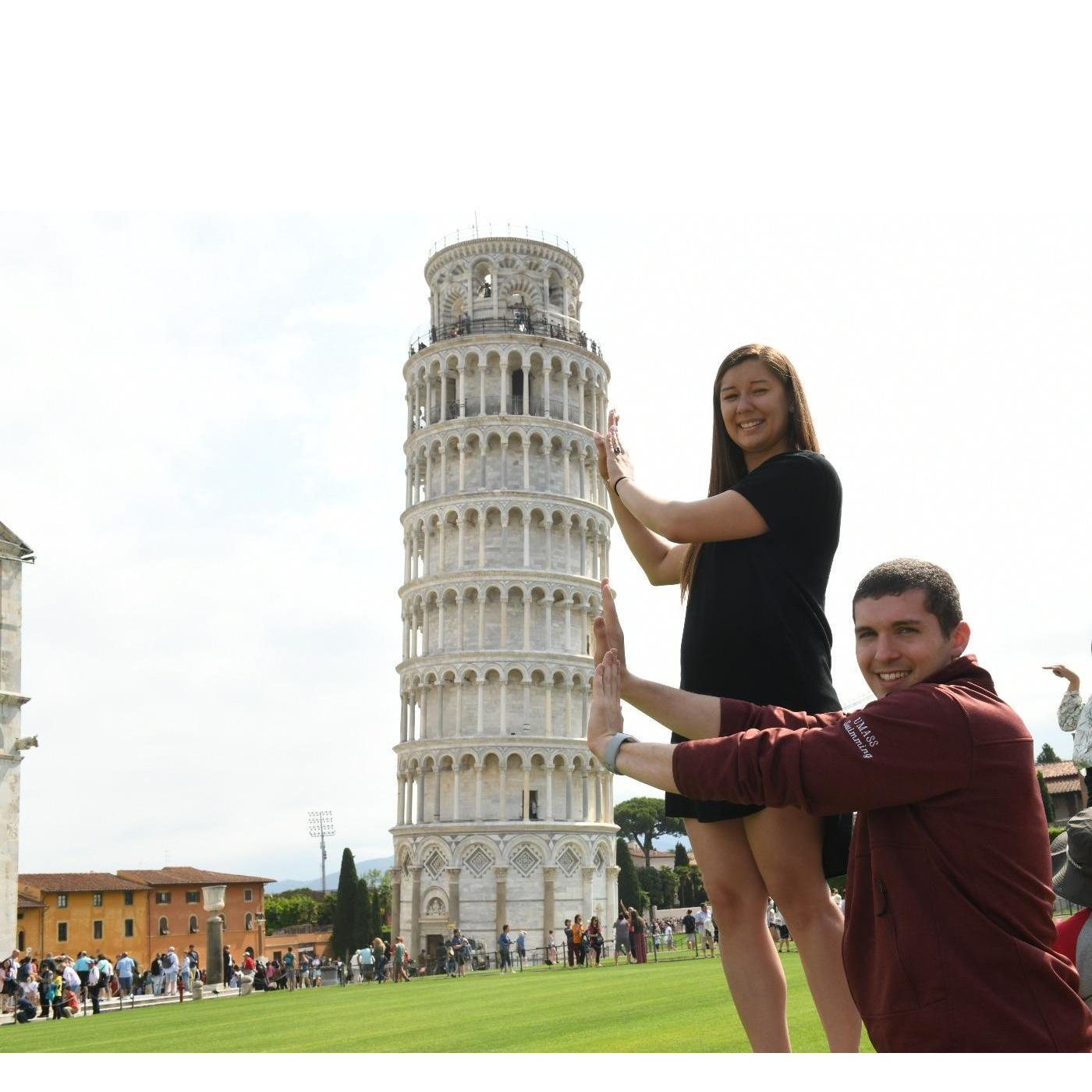 Posing with the Leaning Tower of Pisa!