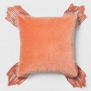 Coral Velvet Fringe Euro Pillow - Opalhouse™