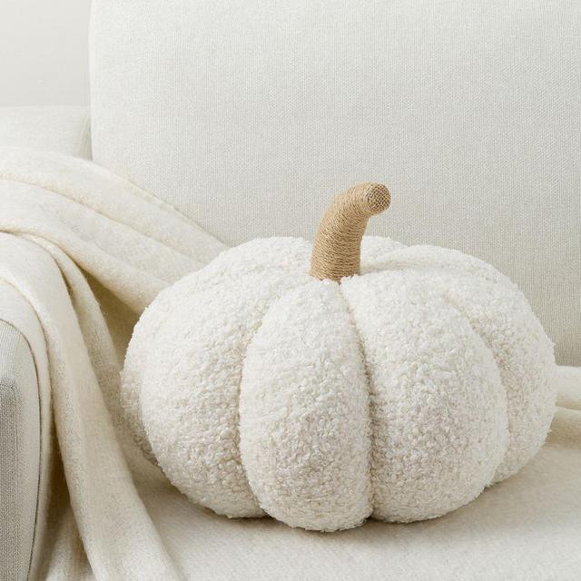 Cozy Pumpkin Pillow, Ivory, 9.5" x 14"