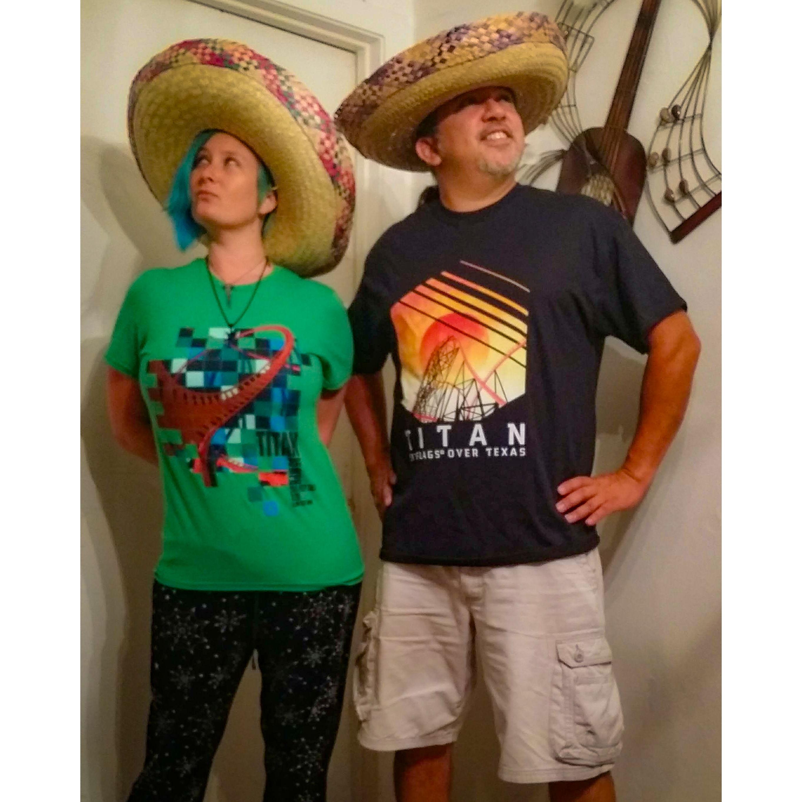 We were quite proud of our new Titan shirts we acquired on a recent trip to Six Flags Over Texas.