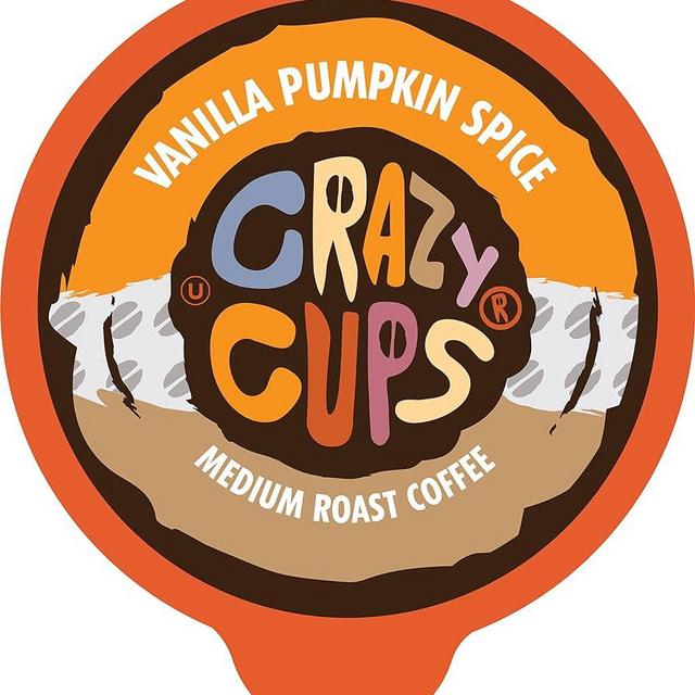 Crazy Cups Flavored Coffee Pods, Vanilla Pumpkin Spice Coffee, Single Serve Coffee for Keurig K Cups Machines, Hot or Iced Coffee, Medium Roast Coffee In Recyclable Pods, 22 Count