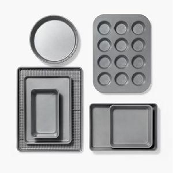 8pc Nonstick Bakeware Set Gray - Figmint™: Figmint Kitchen Baking Set, PTFE-Free, Oven & Dishwasher Safe, 450°F Limit