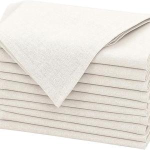 Ruvanti Linen Napkins Set of 12, 18x18 Cloth Napkins, Cotton Linen Blend Napkins Cloth Washable, Soft, Reusable Dinner Napkins for Wedding, Parties, Christmas, Thanksgiving, Everyday Use - Ivory