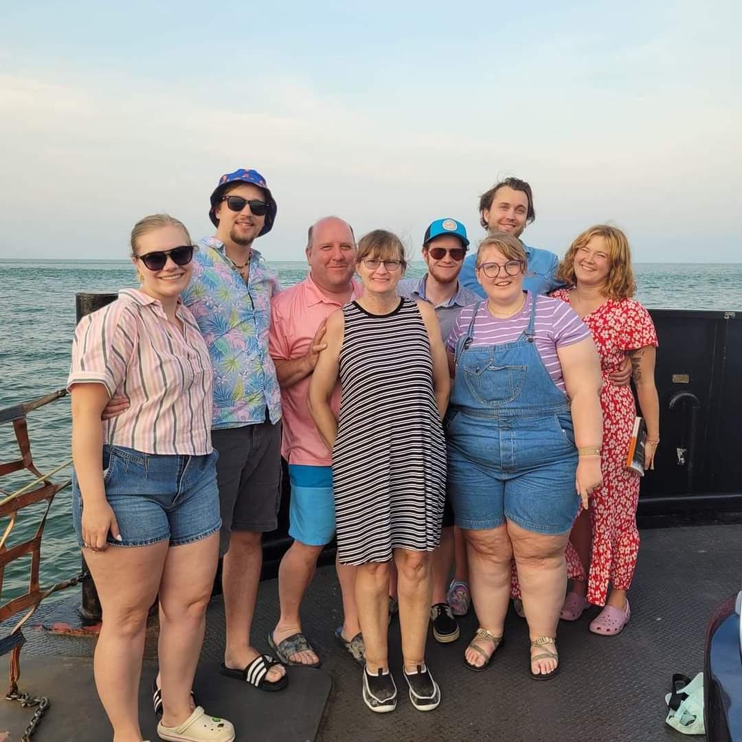 On the ferry to Ocrecoak Island on Dylan's birthday.