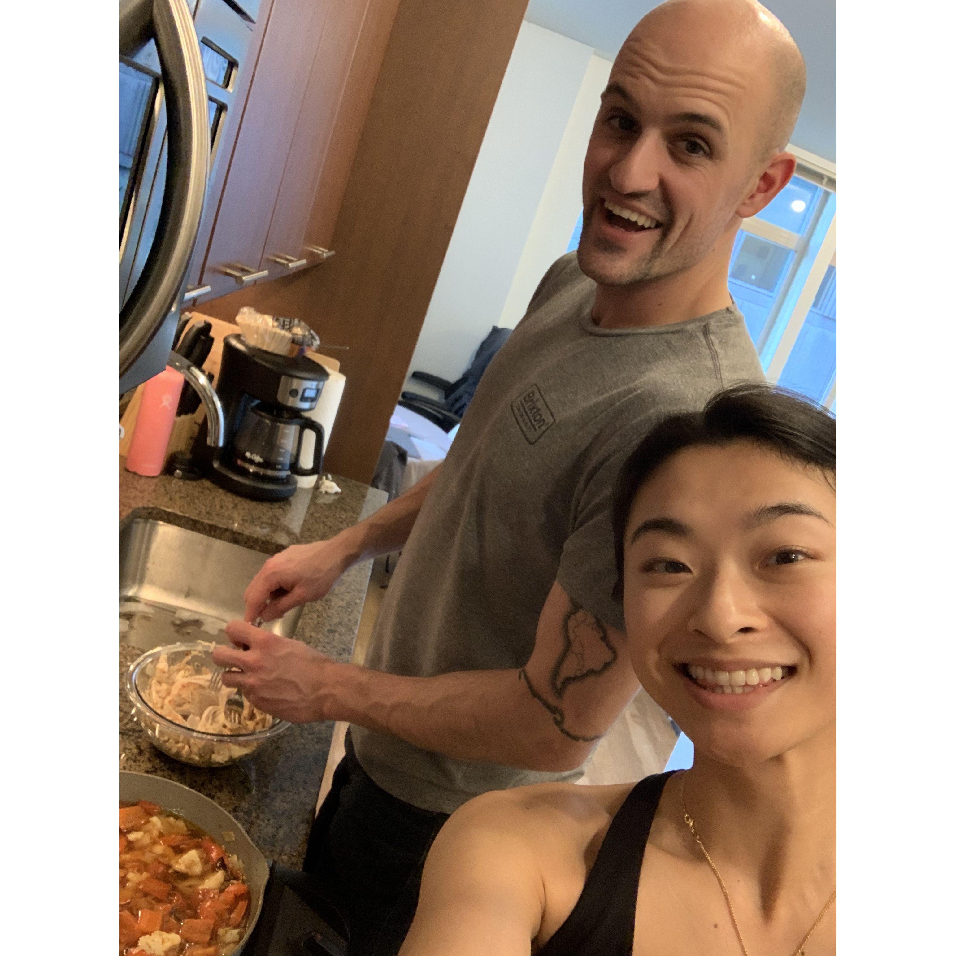 Now, most days consist of us cooking-- trying to keep each other alive as we finish med school.