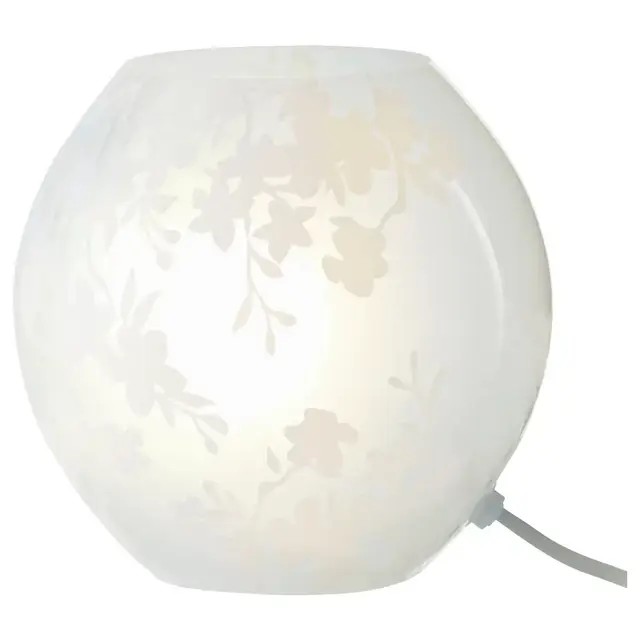 KNUBBIG Table lamp with LED bulb, cherry-blossoms white, 7 "