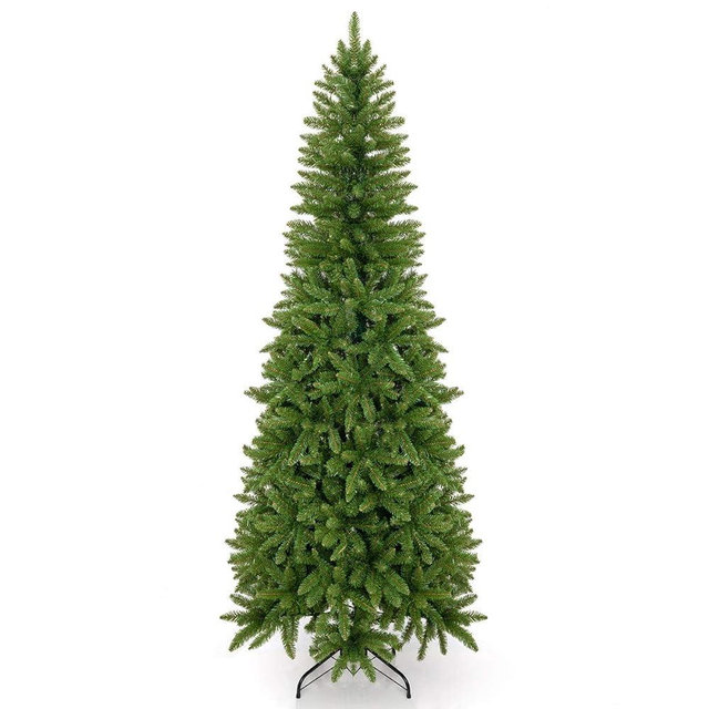 Takuvan 7.5ft Artificial Pencil Slim Christmas Tree, Includes Metal Stand, Kingswood Fir, Easy Assembly with Hinge