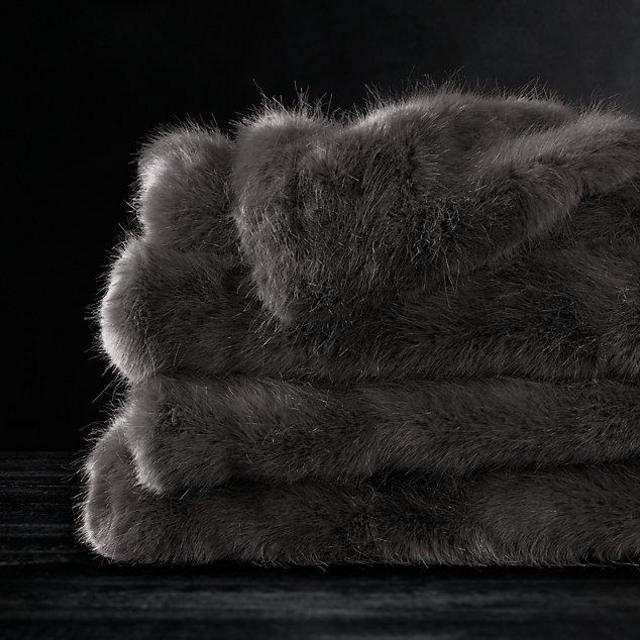 Ultra Faux Fur Oversized Throw - Graphite