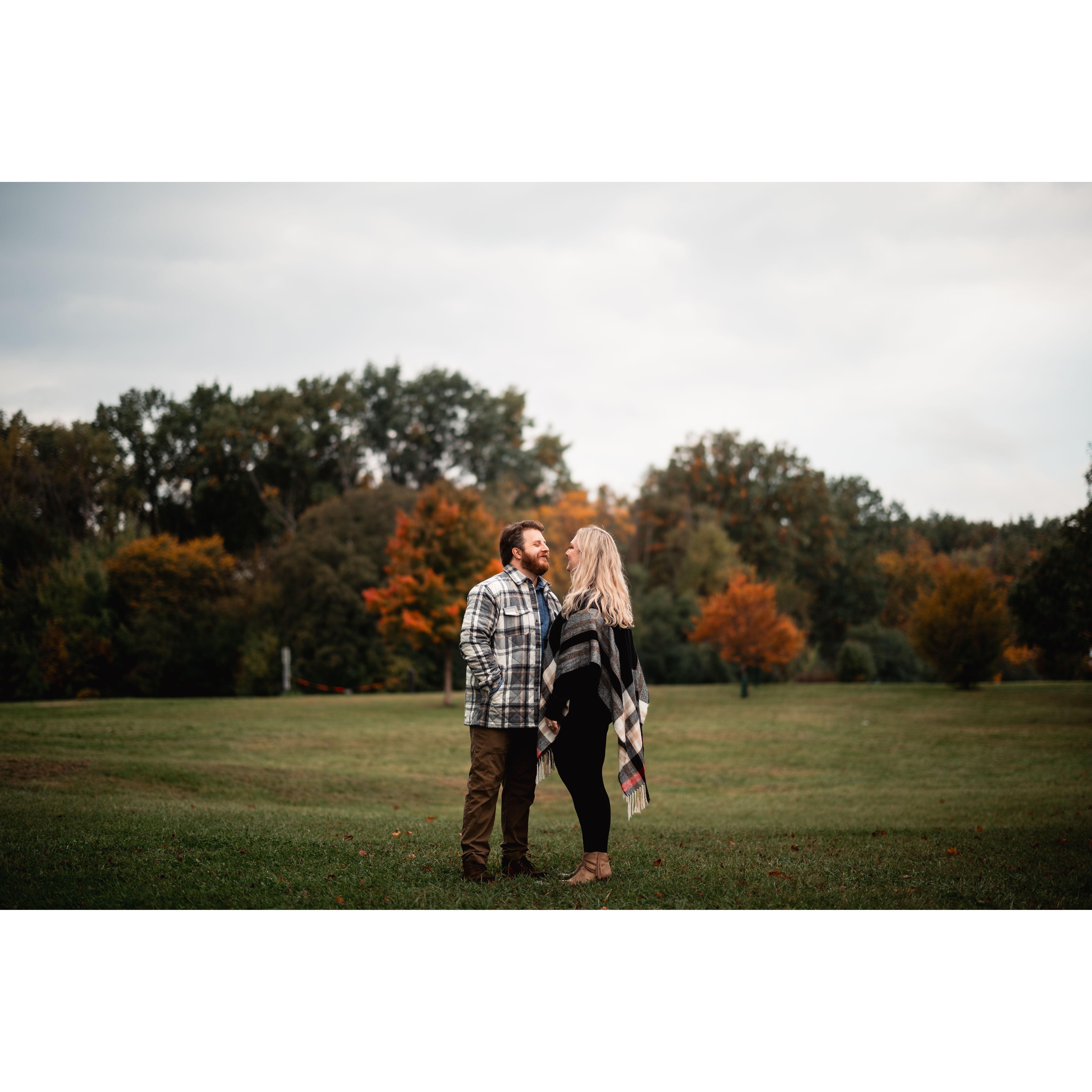 Happy at our engagement shoot thinking we had escaped the impending rain.