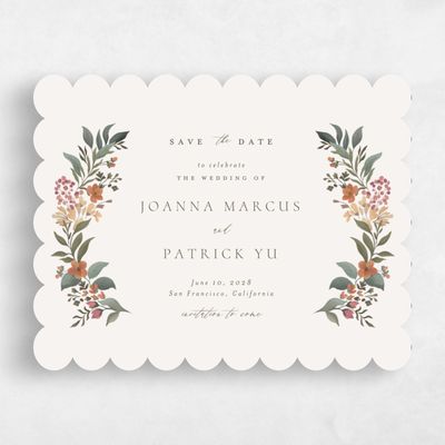 Beige Scalloped Wedding Save the Date - Souci Landscape