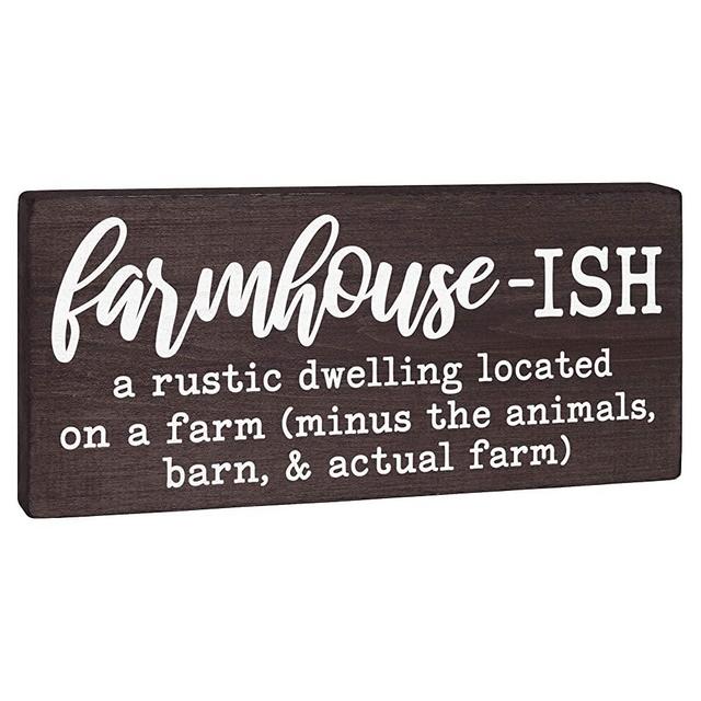 Farmhouse Sign - Funny Farmhouse-ish Home Plaque - Modern Farmhouse Wall Art or Rustic Wood Shelf Decoration 5.5x12 Wooden Black and White House Accent for Kitchen or Living Room