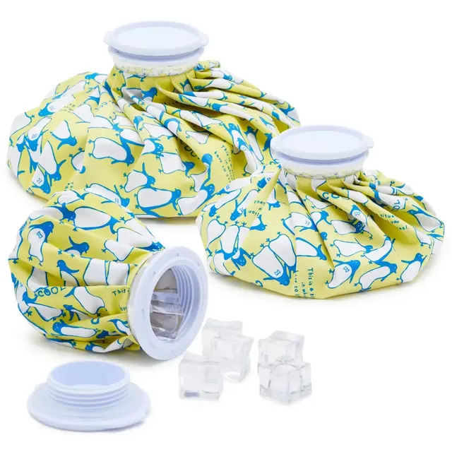 Juvale 3 Pack Refillable Ice Packs for Pain Relief, Injuries, Headaches, Reusable Penguin Print Bags for Swelling