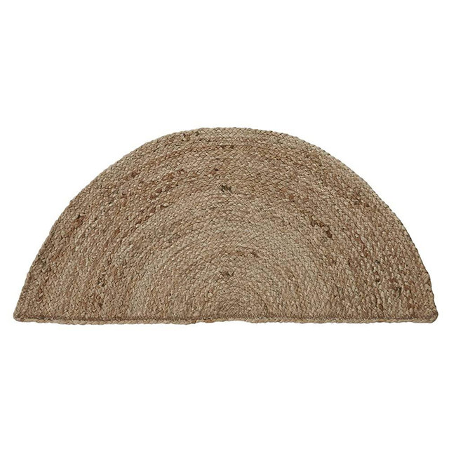 VHC Brands Natural Jute Rug Country Farmhouse Entryway or Kitchen Small Welcome Mat Half Circle Non Skid Pad 16.5x33