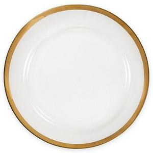 Nevaeh White by Fitz and Floyd - Nevaeh White® by Fitz and Floyd® Grand Rim Wide Band Gold Dinner Plate