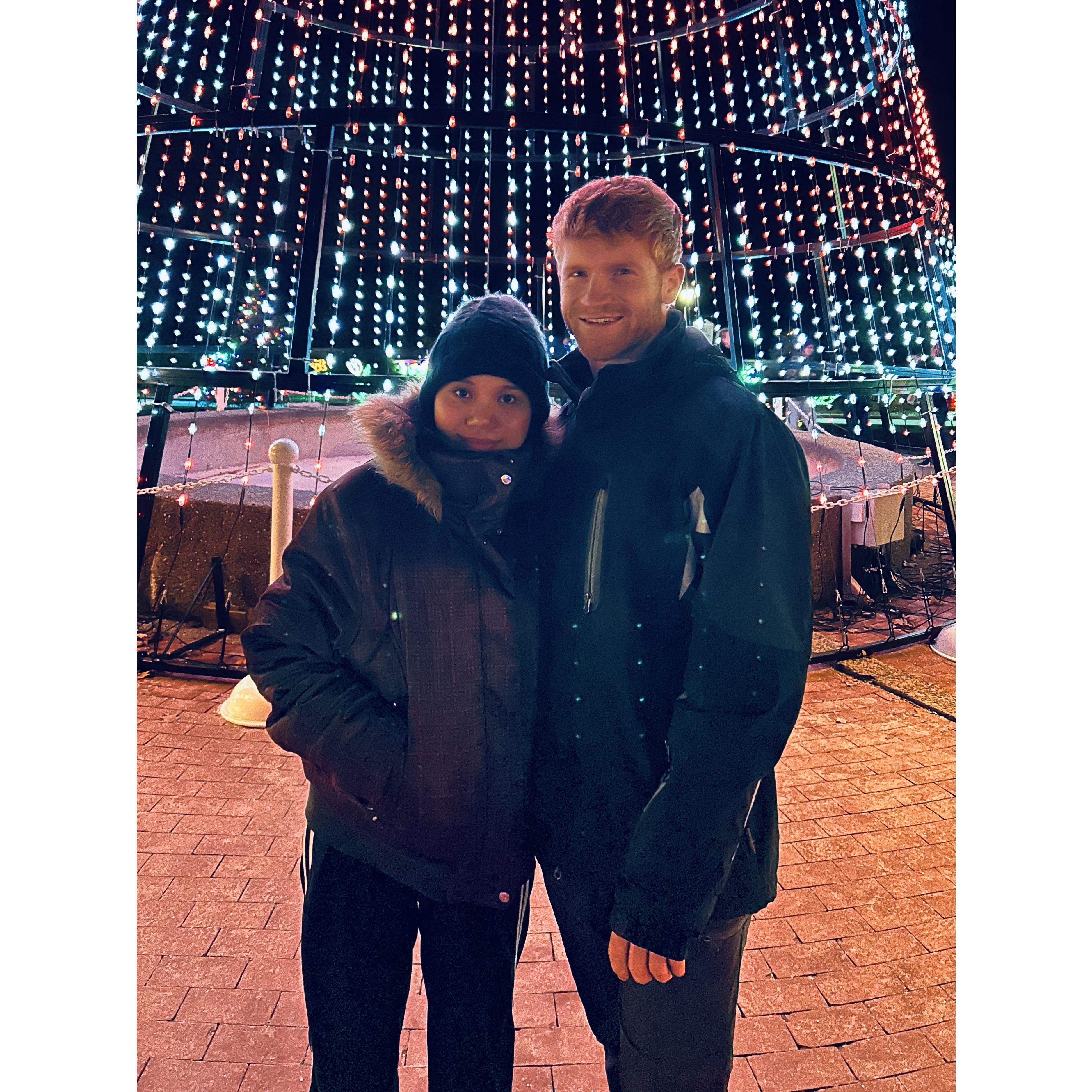 11-30-24
Zeke's dad took this photo of us behind a giant Christmas tree in Ohio.
