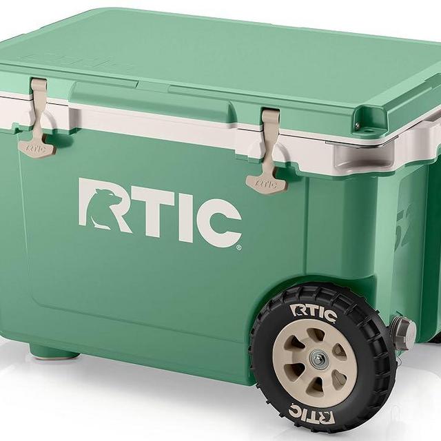 RTIC 52 Quart Ultra-Light Wheeled Hard Cooler Insulated Portable Ice Chest Box for Beach, Drink, Beverage, Camping, Picnic, Fishing, Boat, Barbecue, 30% Lighter Than Rotomolded Coolers