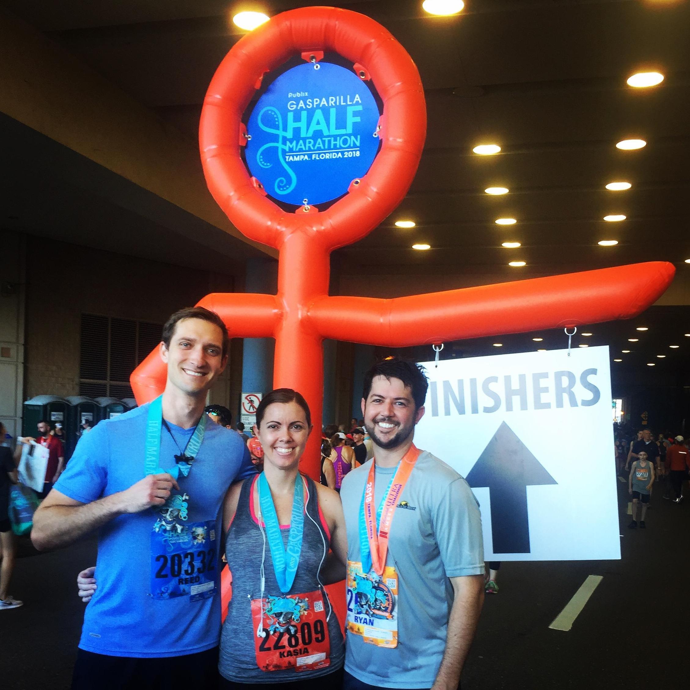 The first half marathon we ran together - Gasparilla 2018