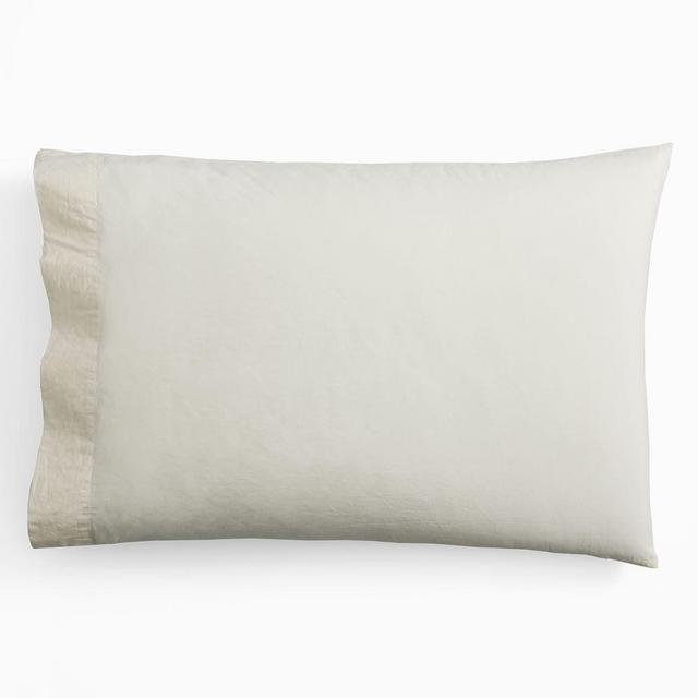 Organic Washed Cotton Sheet Set, King Pillowcase, Set of 2, Ivory