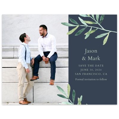 Grayed Navy, Grey Wedding Digital Save the Date - Eastwick Vines