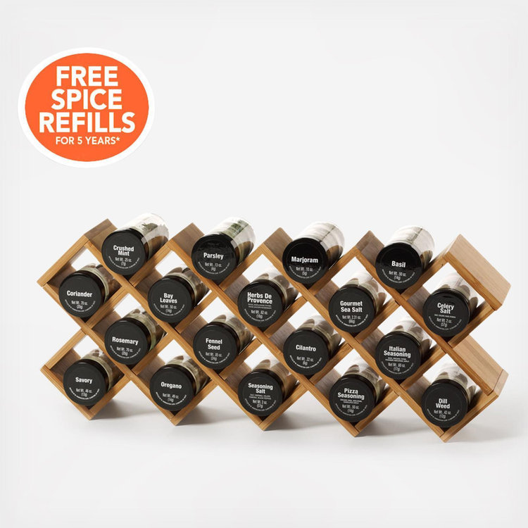 Kamenstein, Criss-Cross Bamboo 18-Jar Spice Rack | Zola