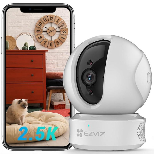 EZVIZ C6CN 2K+ Indoor Pan/Tilt Wi-Fi Security Camera, Human Detection, Smart Tracking, Two-Way Talk with Google Assistant and Amazon Alexa Compatibility